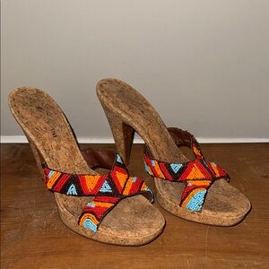 Gianni Bini Orange and Blue Heels